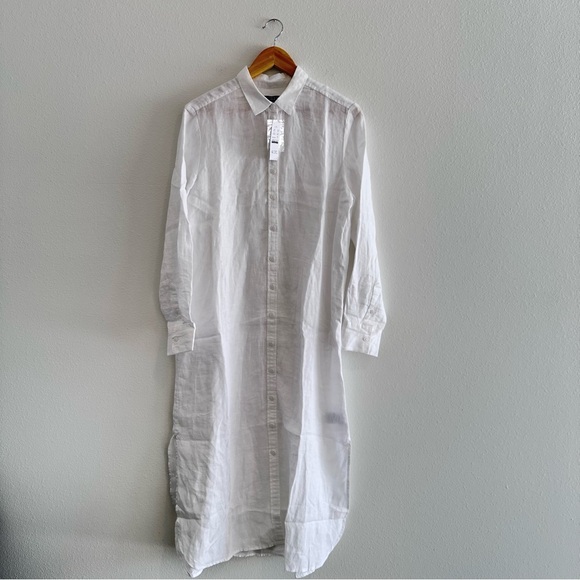 J. Crew Tunic Shirt Dress Womens Small White Coverup Linen Beachy Breathable - Picture 1 of 6
